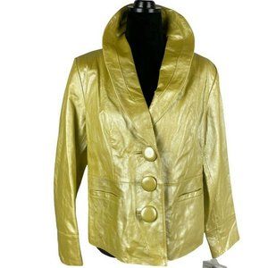 Terry Lewis Genuine Leather Jacket Coat 3 Button Avocado Size PM